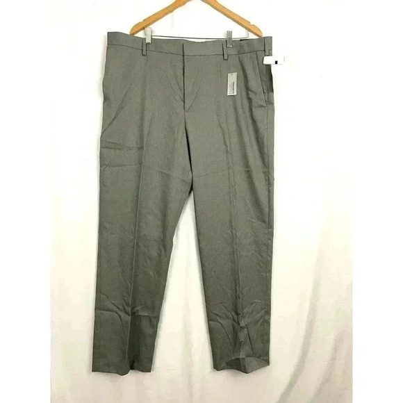 Perry Ellis Straight Dress Pants 42x32 Gray Flat Front NWT Flex Waistband - Picture 1 of 13